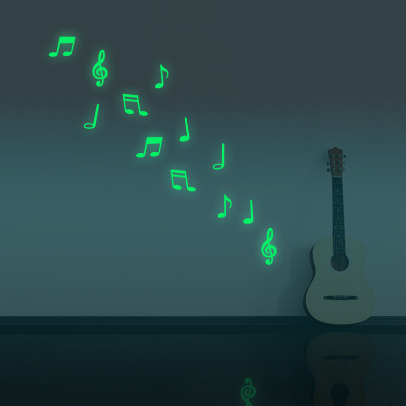 Honana DX-164 12Pcs Fluorescent Glow Musical Note Wall Sticker Home Bedroom Decor