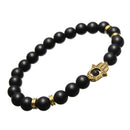 2Ppcs Natural Black Lava Stone Beaded Bracelet Handmade Unisex Bracelets Set
