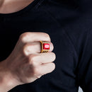 Personality Infertile Stainless Steel 316L Glass Stone Maple Leaf Ring