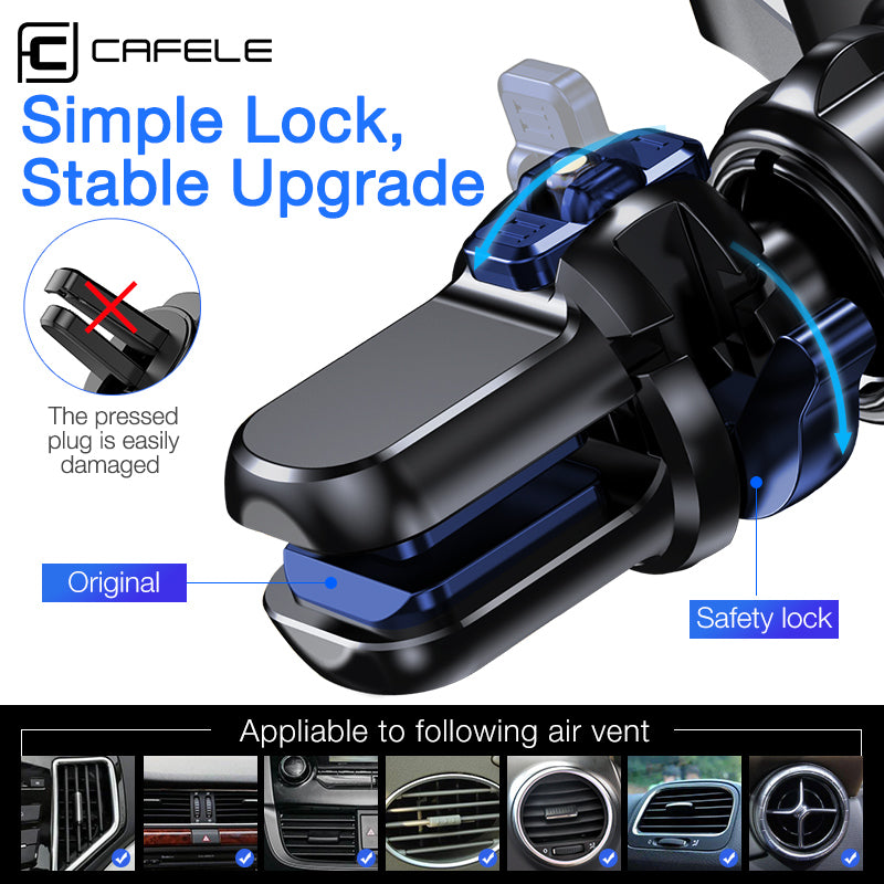 Cafele Anti-power Off Electric Induction Smart Lock Air Vent Car Phone Holder for 4.0-6.8 inch Smart Phone