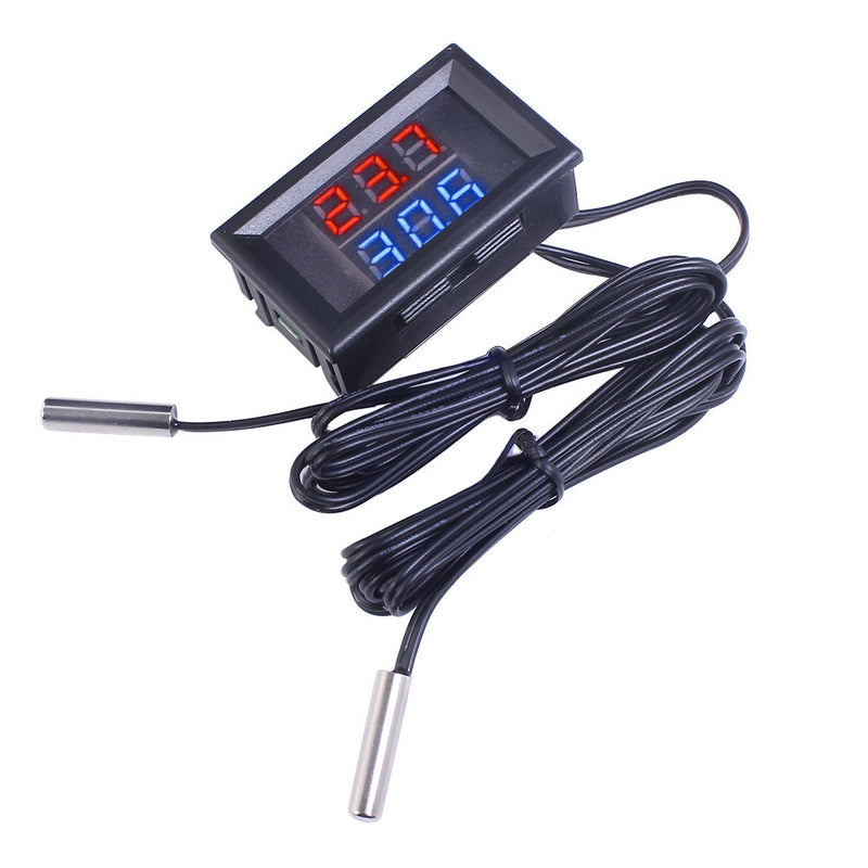 DC 4V-28V Mini Dual Display Digital Thermometer With Dual NTC Waterproof Metal Probe Temperature Sensor Tester for Car Room Indoor