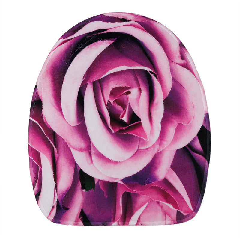 180x180cm Purple Rose Bathroom Shower Curtains With Hook + Toilet Mat + Rug