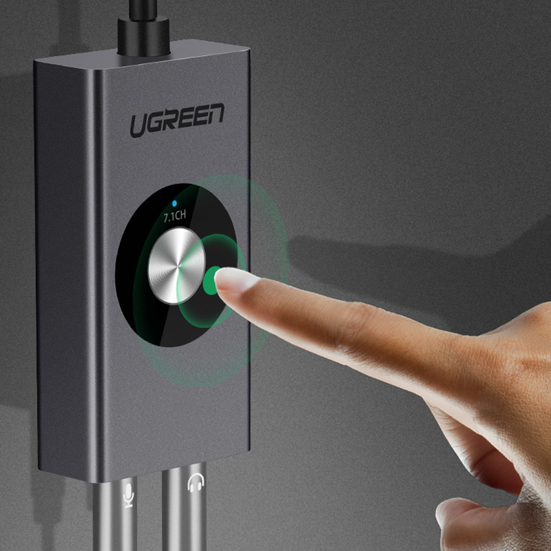 UGREEN CM190 USB7.1 Channel External Sound Card Stereo Micphone Earphone Headset Adapter