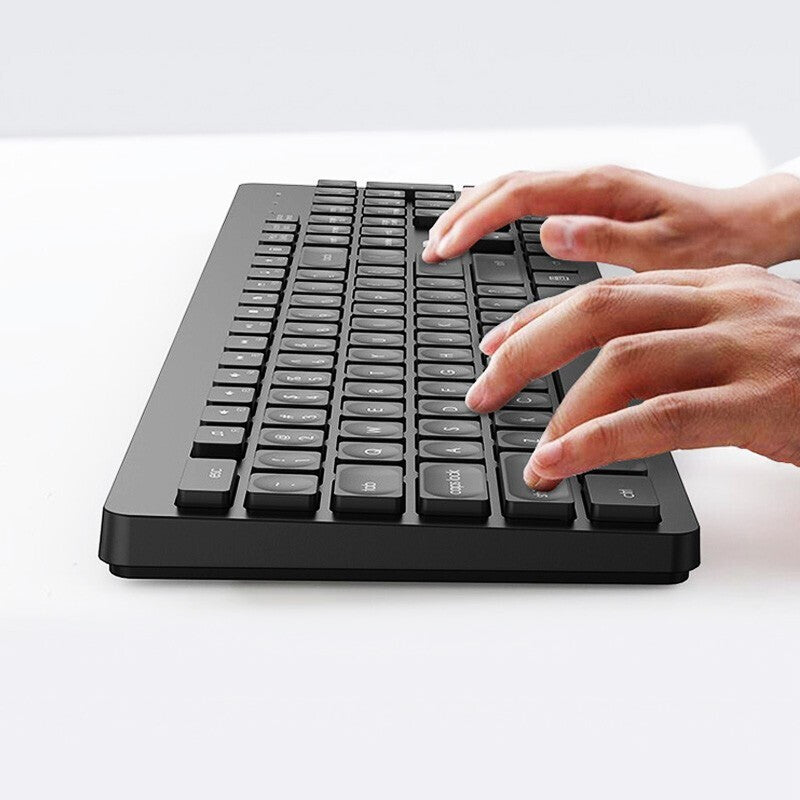 FD IK7300 2.4GHz Wireless Keyboard & Mouse Combo Set 104 Keys Silent Concave Button Keyboard 1600DPI IC Control Mouse with USB Receiver for Computer Laptop PC