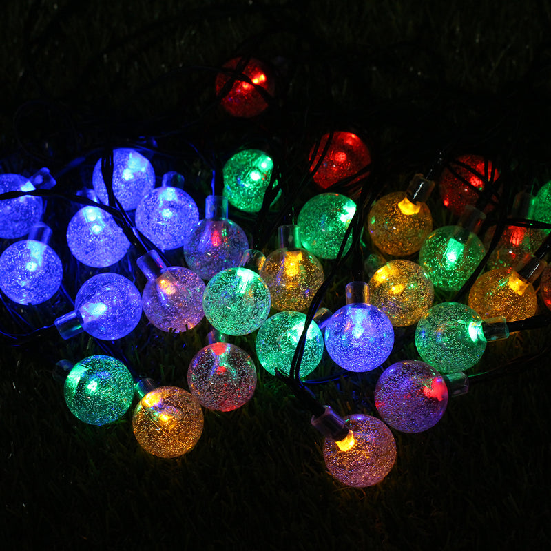 6m 30LED Waterproof Solar Powered Light String Retro Crystal Ball Bulb String Decor Lamp