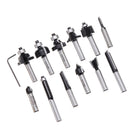 Drillpro 12pcs 8mm  Shank Tungsten Carbide Router Bit Set With Wooden Case Woodworking Cutter