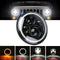 7'' 75W 6000K DRL Amber Halo Angle Eyes Projector LED Round Headlights Hi/Lo Beam Turn signal Light For Harley/Yamaha/Jeep