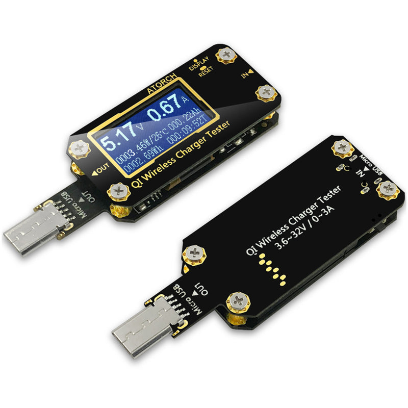 QI Wireless Charger Micro USB Tester Digital Voltmeter Ammeter