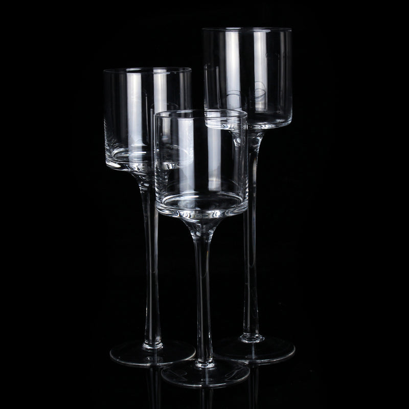 3Pcs Elegant Tea Light Glass Candle Holders Wedding Table Party Centerpiece
