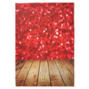5x7FT Vinyl Valentine's Day Red Heart Wood Floor Photography Backdrop Background Studio Prop