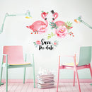 Miico Creative Pink Love Couple Flamingo Flower PVC Removable Home Room Decorative Decor Sticker