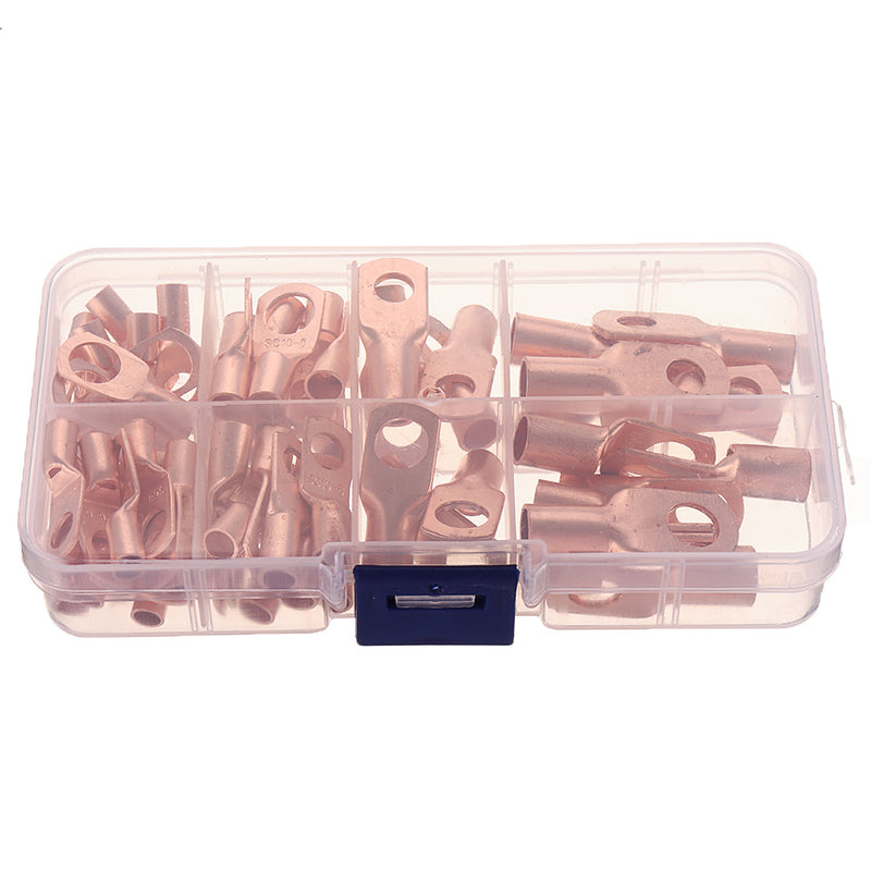 60Pcs SC Bare Terminals lug Tinned Copper Tube Lug Ring Seal Battery Wire Connector Bare Cable Crimped/Soldered Terminal Kit