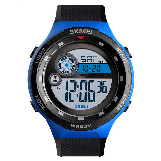 SKMEI 1465 50M Waterproof Countdown Outdoor EL Light Sports Digital Watch Men Wrist Watch