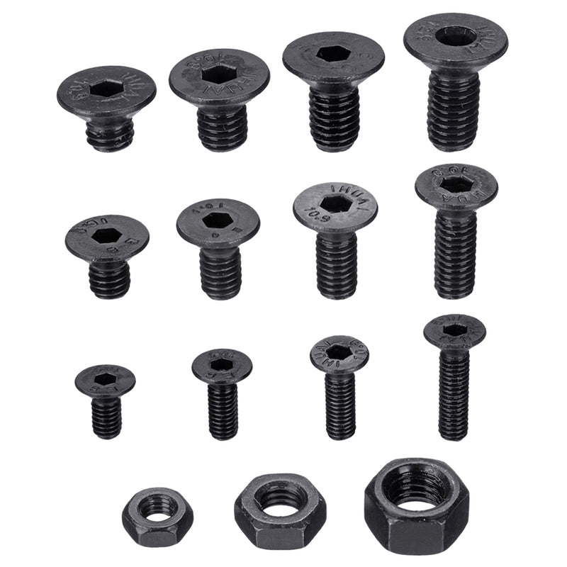 Suleve MXCH 480Pcs M3/M4/M5 Carbon Steel Screw 10.9 Grade Hex Socket Flat Head Bolt Nut Assorment