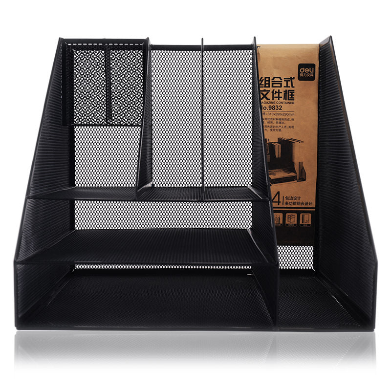 XIAOMI Ecosystem Deli 9832 Metal Mesh Document File Books Holder Creative 3-in-1 Office Desktop Multi-layer Storage Box Students Dormitory Organizer File Frame