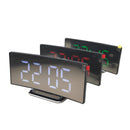 USB Rechargeable Mirror LED Alarm Clock Night Lights Thermometer Digital Clock