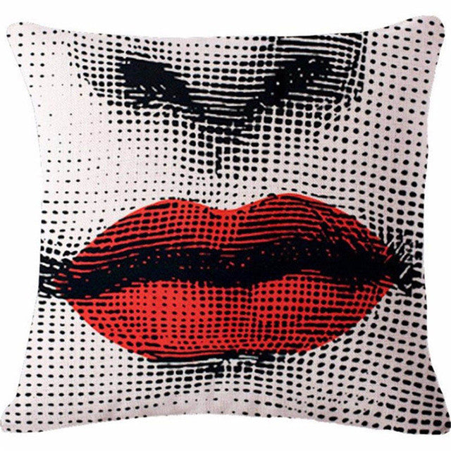 Decorative Polished Pillow Box Cute Cartoon Fornasetti Face Cushion Pad Cover Sofa Home Decoration