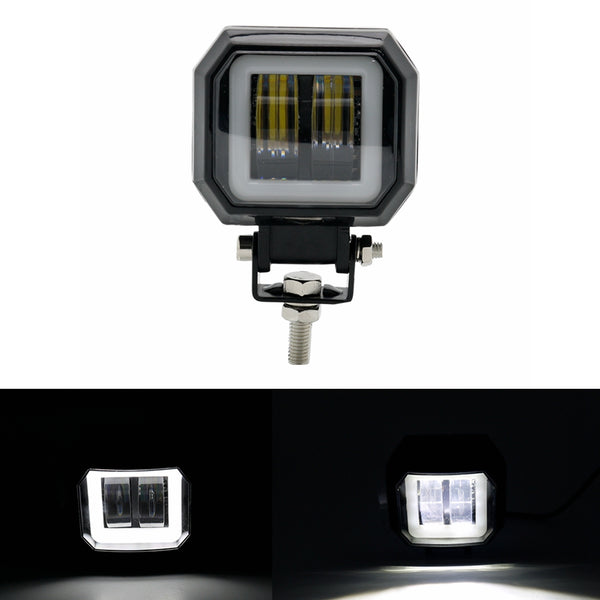 3inch  12/24V 6500K 20W Square LED Work Light With White Angel Eyes Lights Spot Fog light For Car Boat Motorcycle