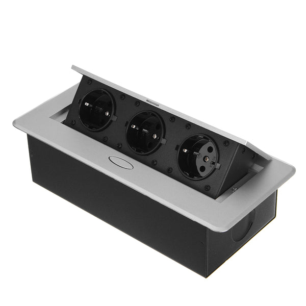 3 EU Plug Mount Popup Charging Socket 10A 10V 2500W Floor Table Socket Power Strip