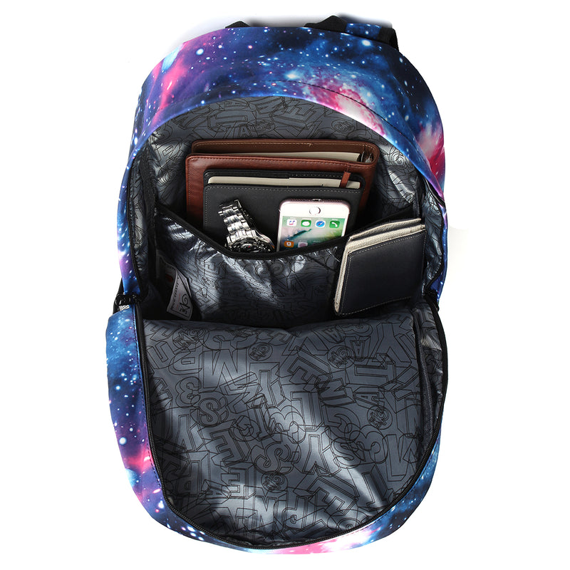 Men's Galaxy Pattern Anti Theft Laptop Bag Backpack Travel Bag With External USB Charging Port