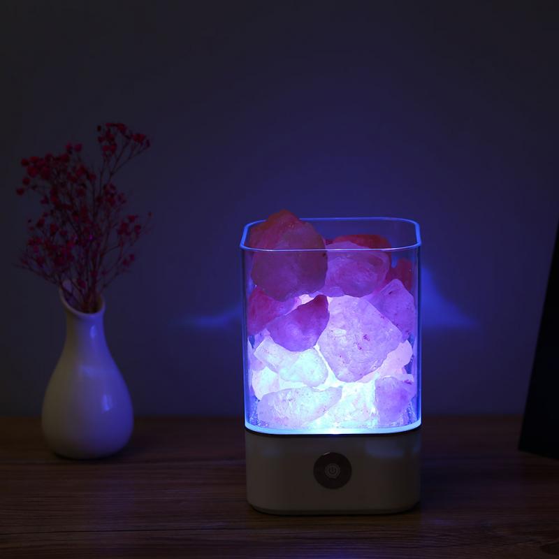 USB Power Supply Natural Himalayan Salt Lamp Unique Crystal Salts Night Light Home Bedroom Lighting