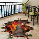 Miico Creative 3D Fire Chain Bridge Broken Wall PVC Removable Decorative Wall Floor Decor Sticker