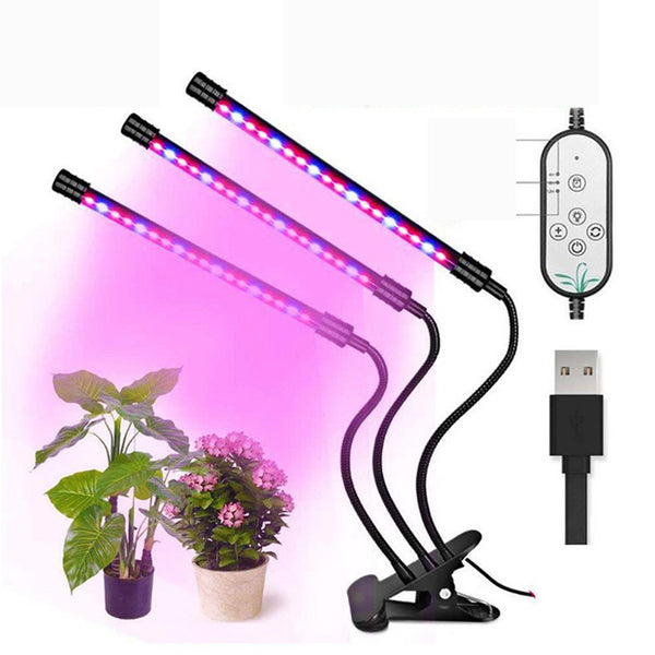 ZANLURE 360 Rotatable Three Head Grow Light Outdoor Multi-functional Lights LED Work Light with Clip Base and Adapter -US Plug