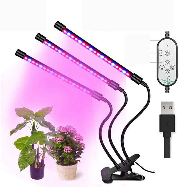ZANLURE 360 Rotatable Three Head Grow Light Outdoor Multi-functional Lights LED Work Light with Clip Base and Adapter -US Plug