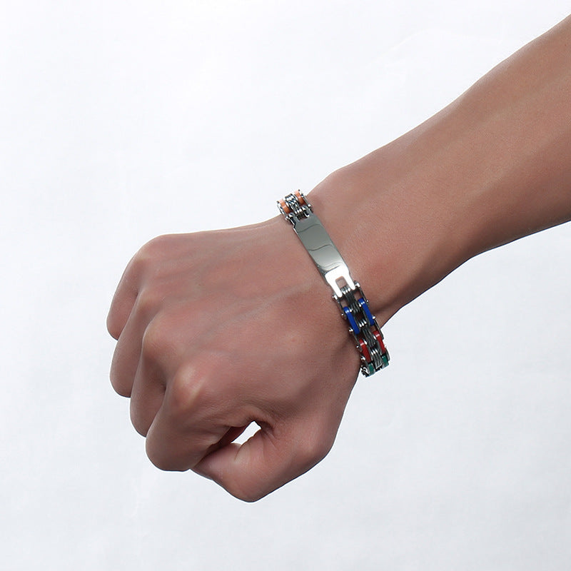 Trendy Stainless Steel Chain High Polished Silicone Cool Gift Bracelet for Men