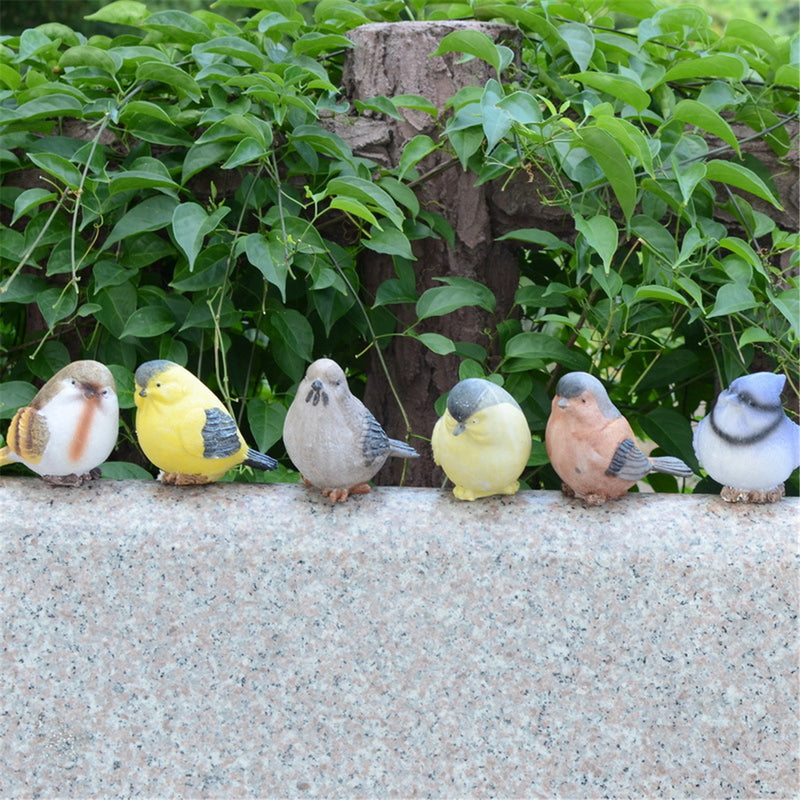 6pcs Little Bird Set Detailed Resin Garden Ornaments Decorations Patio Door Pond