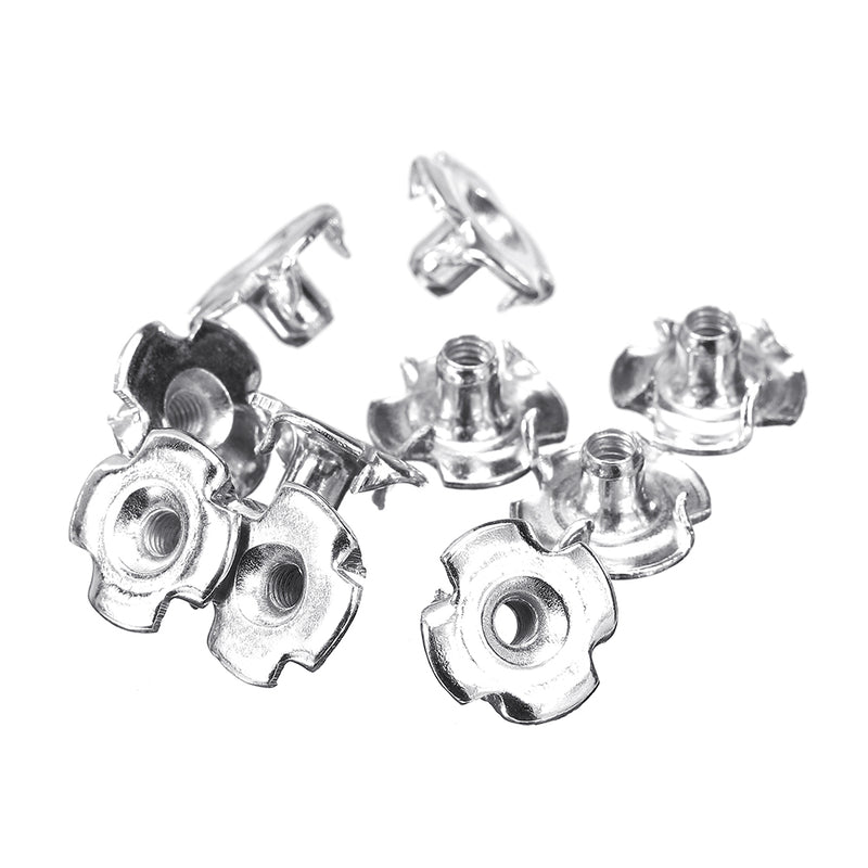 Suleve CSTN3 90Pcs Four Prong T Nut Inserts Carbon Steel Zinc Plated For Wood M3/M4/M5/M6/M8 Nut Assortment Kits