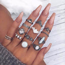 14 Pcs Retro Turtle Heart Finger Ring Set Bronze Sliver Rings Kit For Women Jewelry Ring