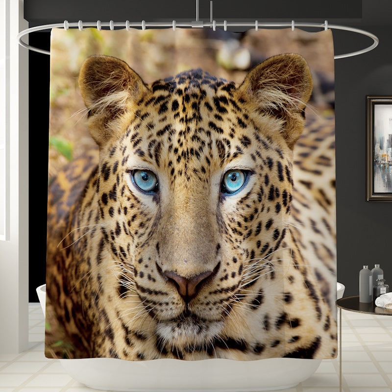 Honana 4PCS Bathroom Waterproof Shower Curtain Animal Leopard PatternToilet Seat Cover Pedestal Rug Bath Mat Bathroom Decor