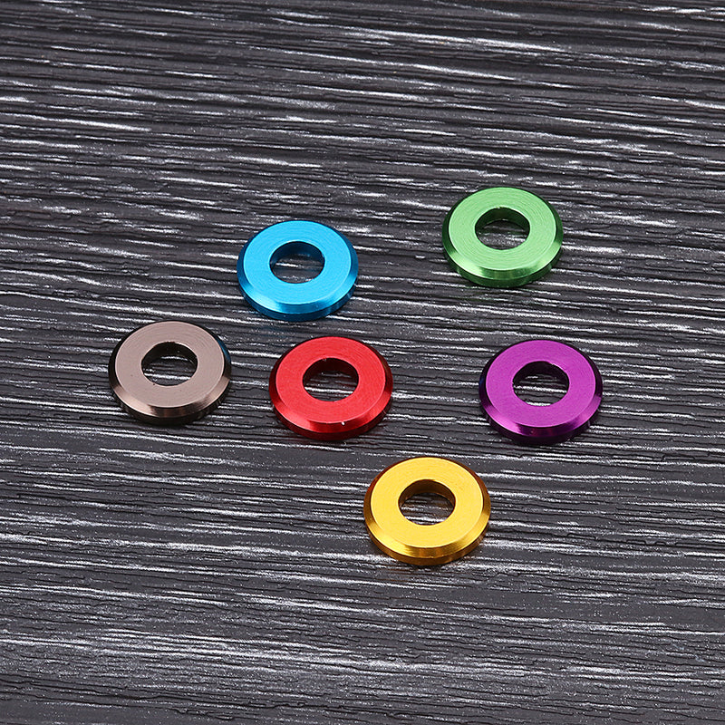 Suleve M5AW1 10Pcs M5 Aluminum Alloy Flat Fender Screw Washer Spacer Gasket Multicolor
