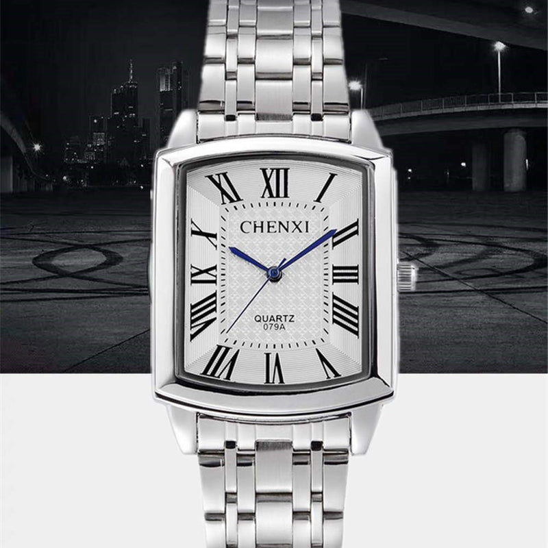 CHENXI CX-079A Casual Style Square Dial Couple Watch Stainless Steel Band Quartz Watch