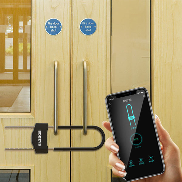 BOZZYS U3 Fingerprint U shape Lock Smart Bluetooth App Control Glass Door lock for Store Company Double Door Anti-theft locks