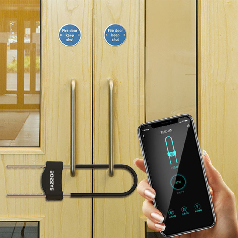 BOZZYS U3 Fingerprint U shape Lock Smart Bluetooth App Control Glass Door lock for Store Company Double Door Anti-theft locks