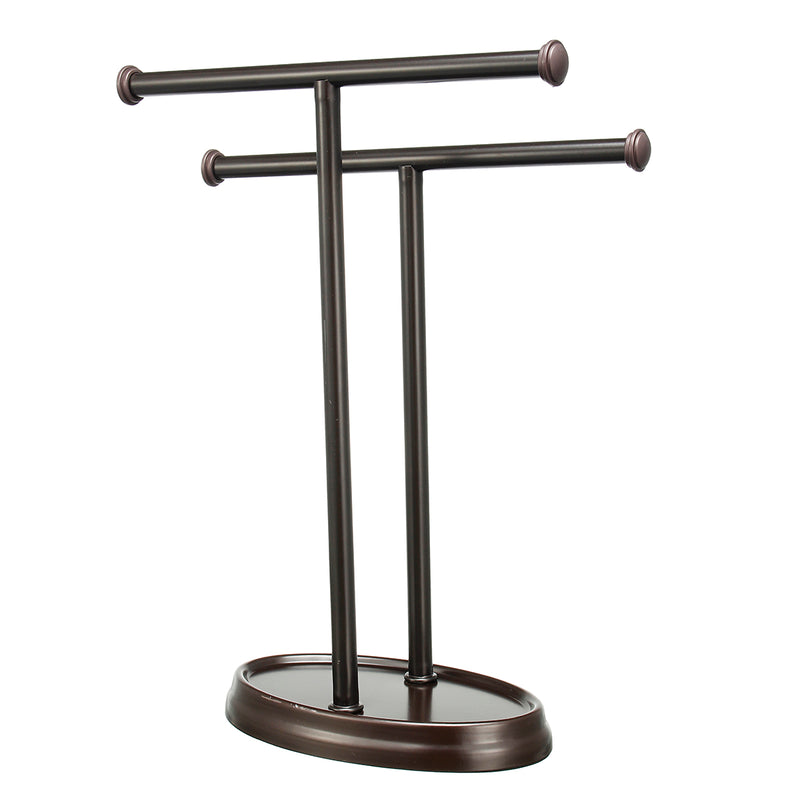 2 Tier Bar Towel Holder Freestanding Drying Rack Hanger Storage Shelf Bathroom