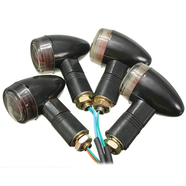 4pcs 12V Motorcycle Turn Signal Bullet Indicators Light Smoke Amber Lamp