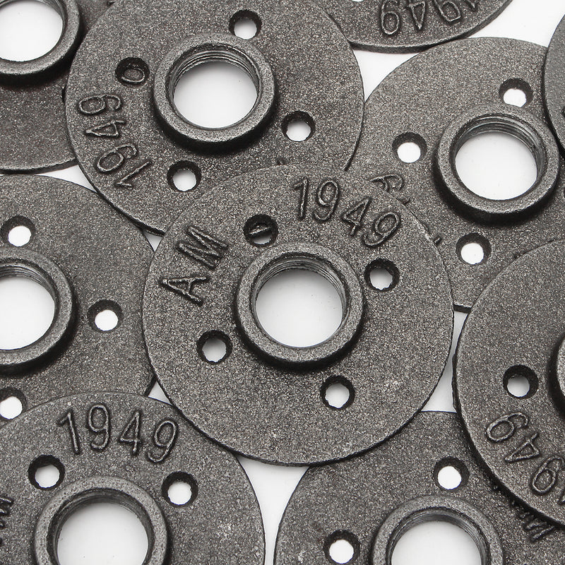 10pcs 3/4 Inch Black Flange DN20 Four Holes Flange Iron Pipe Floor Fitting Plumbing Threaded Flange