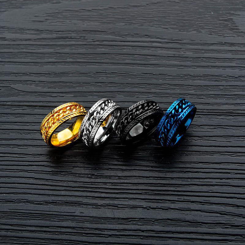 Trendy Hip Hop Titanium Steel Chain Personality Male Single Ring