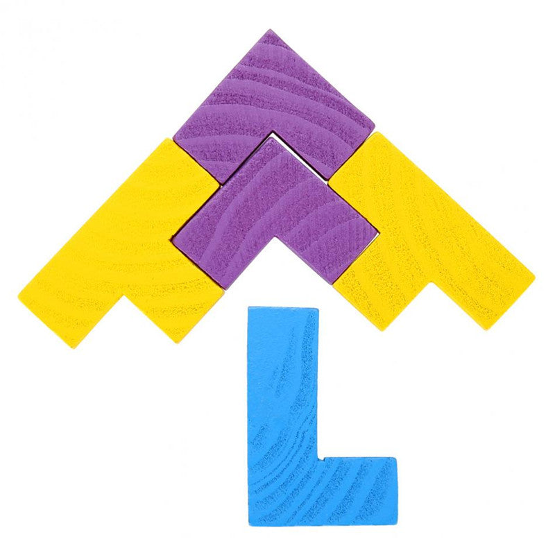 Topacc Wooden Tetris Puzzle Tangram Jigsaw Brain Teasers Game Toy Building Blocks Game Colorful Educational Kid Toy