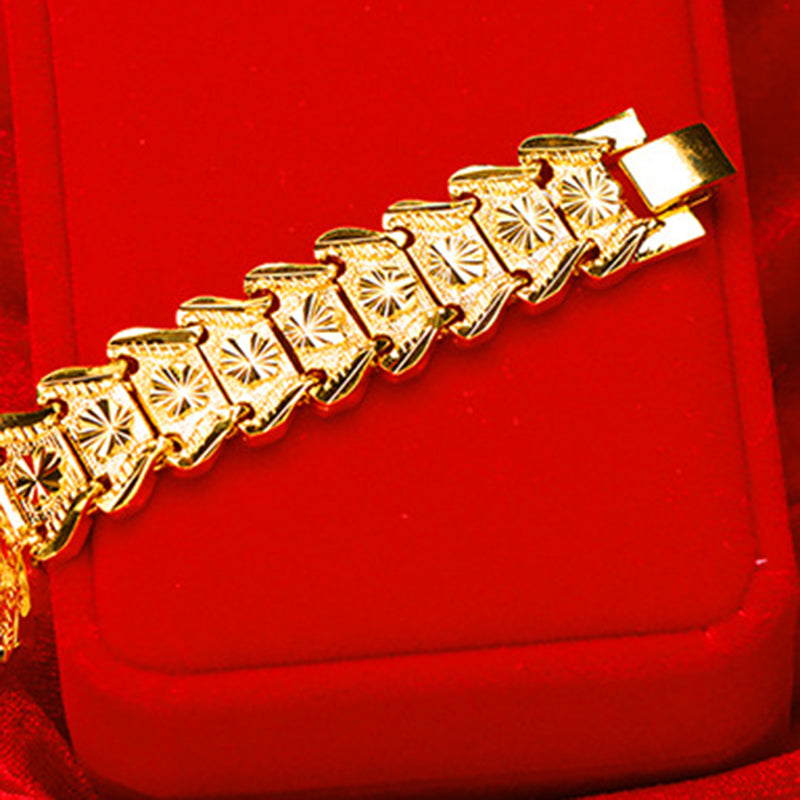 18K Gold Plated Flower Shape Male Bracelet