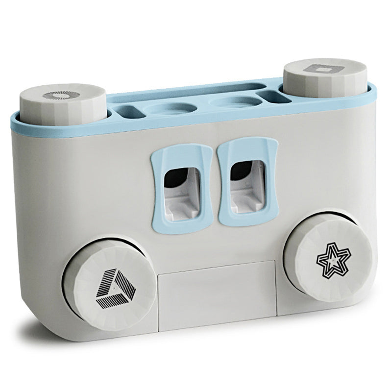 Toothbrush Holder No Drill Wall Mount Storage Shelf Rack Bathroom Toothpaste Dispenser