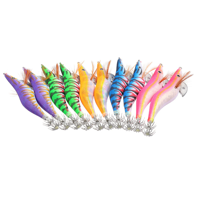 10Pcs/Set Squid Jigs Clothed Fishing Lure