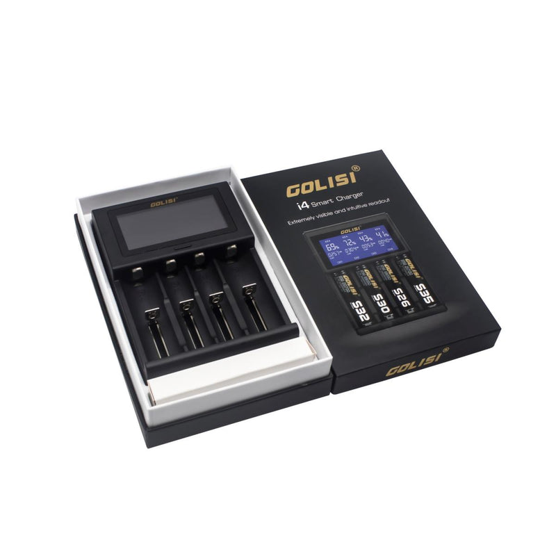 GOLISI i4 LCD Screen Display USB Charging Intelligent 2A Fast Battery Charger Li-ion NIMH Batteries