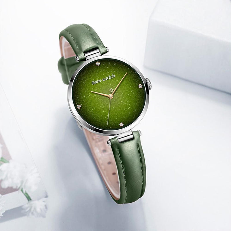 DOM G-1292 Casual Women Watch Waterproof Starry Sky Dial Super Slim Quartz Watch