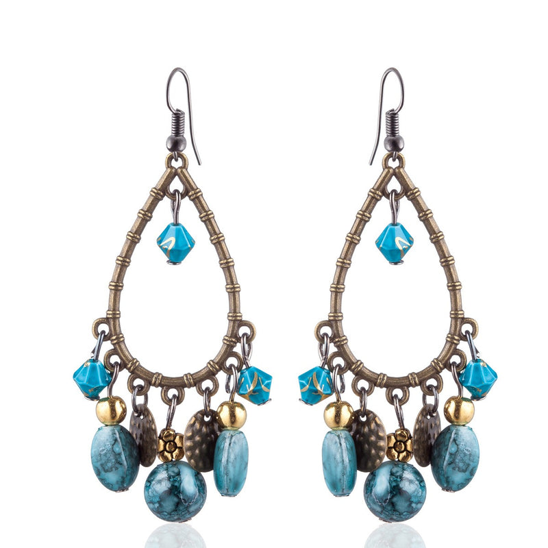 Bohemian Tassels Drop Earrings Long Style Turquoise Earring Retro Women Ear Drop