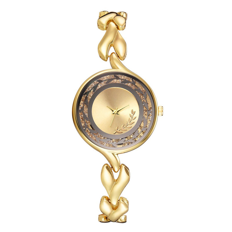 Fashion Leaf Design Hollow Stainless Steel Strap Ladies Dress Women Quartz Watch