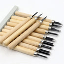 12Pcs/Set High Carbon Steel Wood Carving Chisel Chip Detail Chisel Woodworking Tools